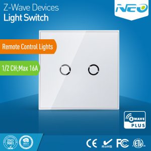 Z-wave 2button red led touch light switch